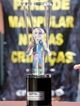 Nosso protesto em frente à Mattel